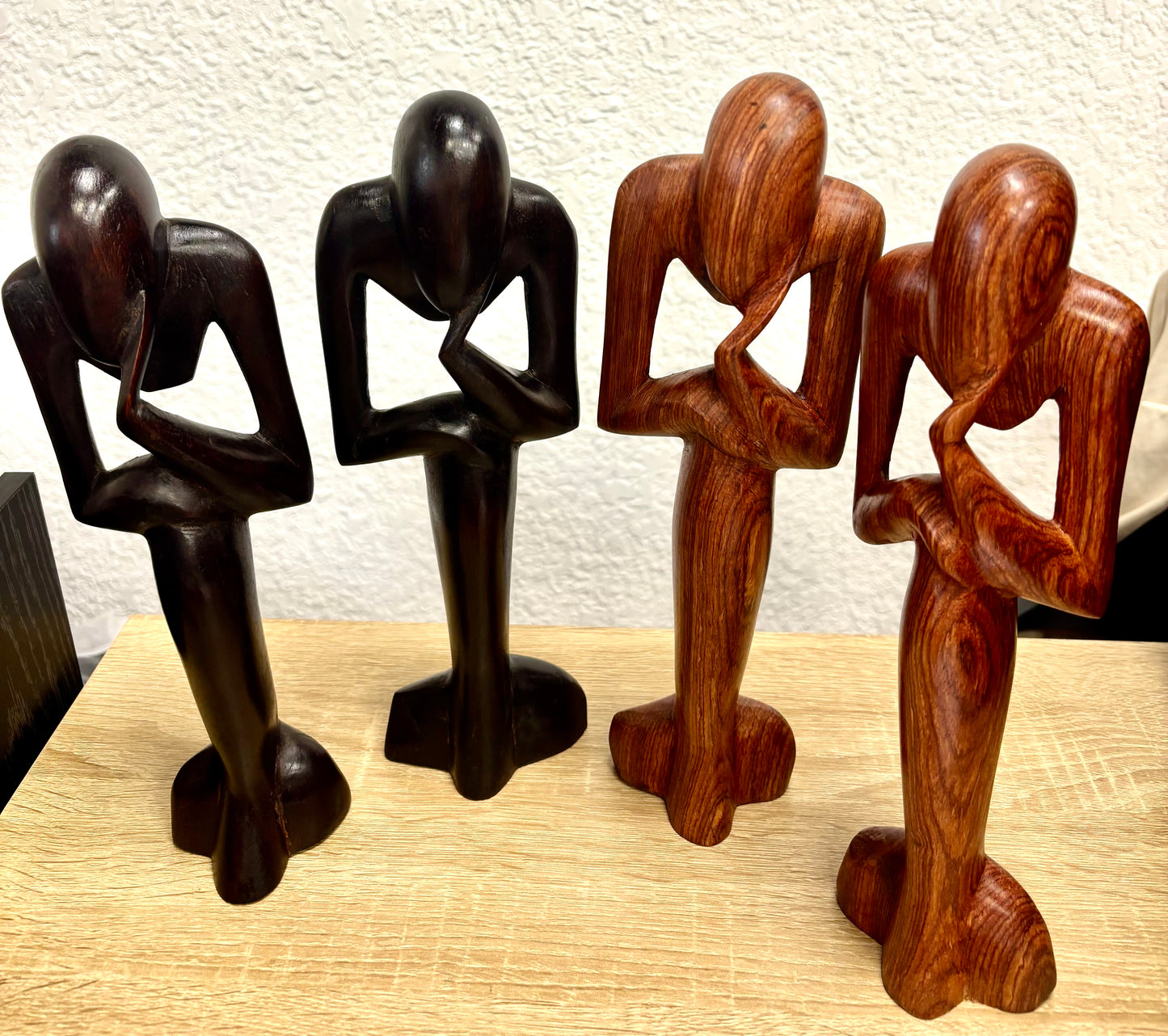Sculpture Africaine vintage en Bois – Le Penseur – Art Contemporain Inspiré de Rodin