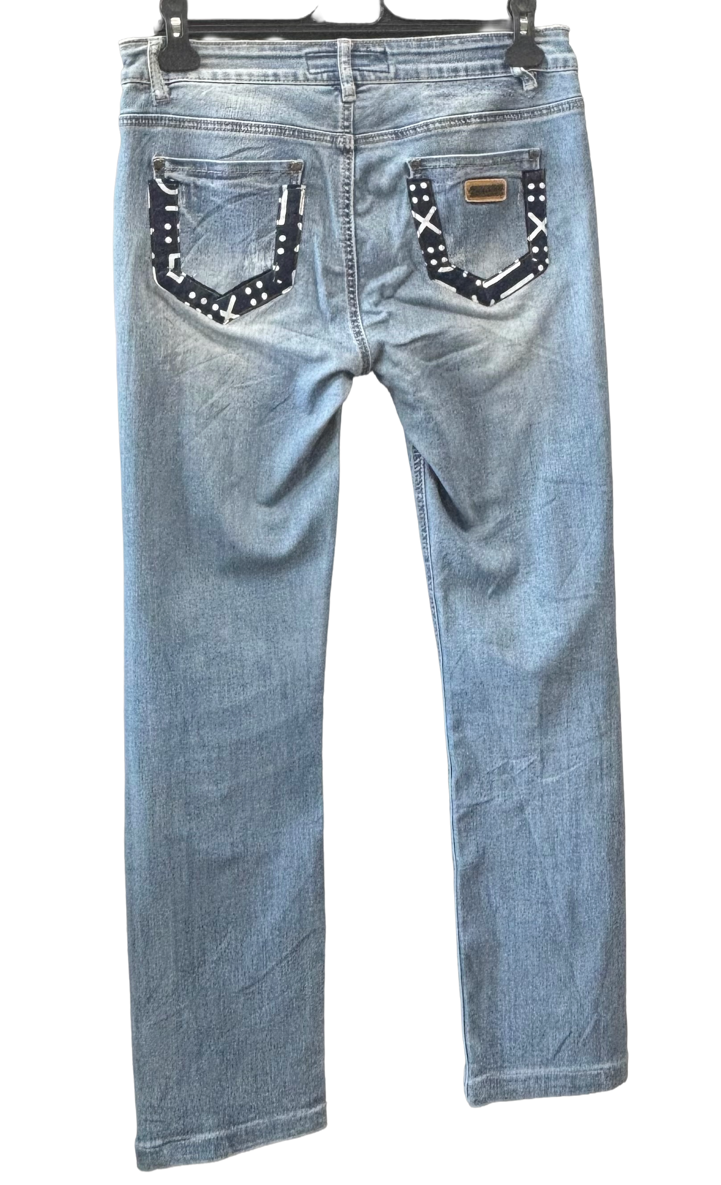 Jean Upcyclé Denim Clair Wax – Pièce Unique T38