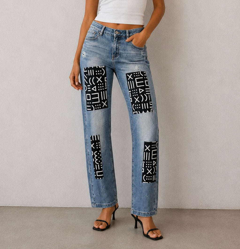 Jean Upcyclé Denim Clair Wax – Pièce Unique T38