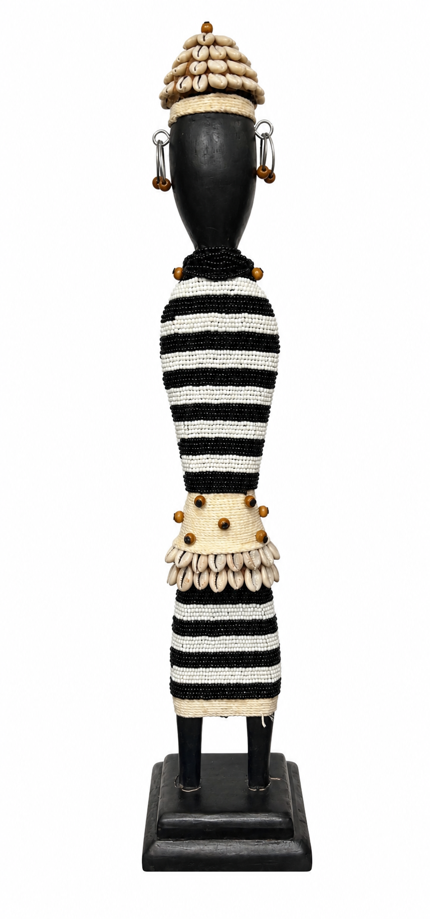 Art Africain - Poupée Namji 57cm Sculpture Africaine – Faite à la main au Sénégal – Poupée de fertilité en perles avec coquillages cauris