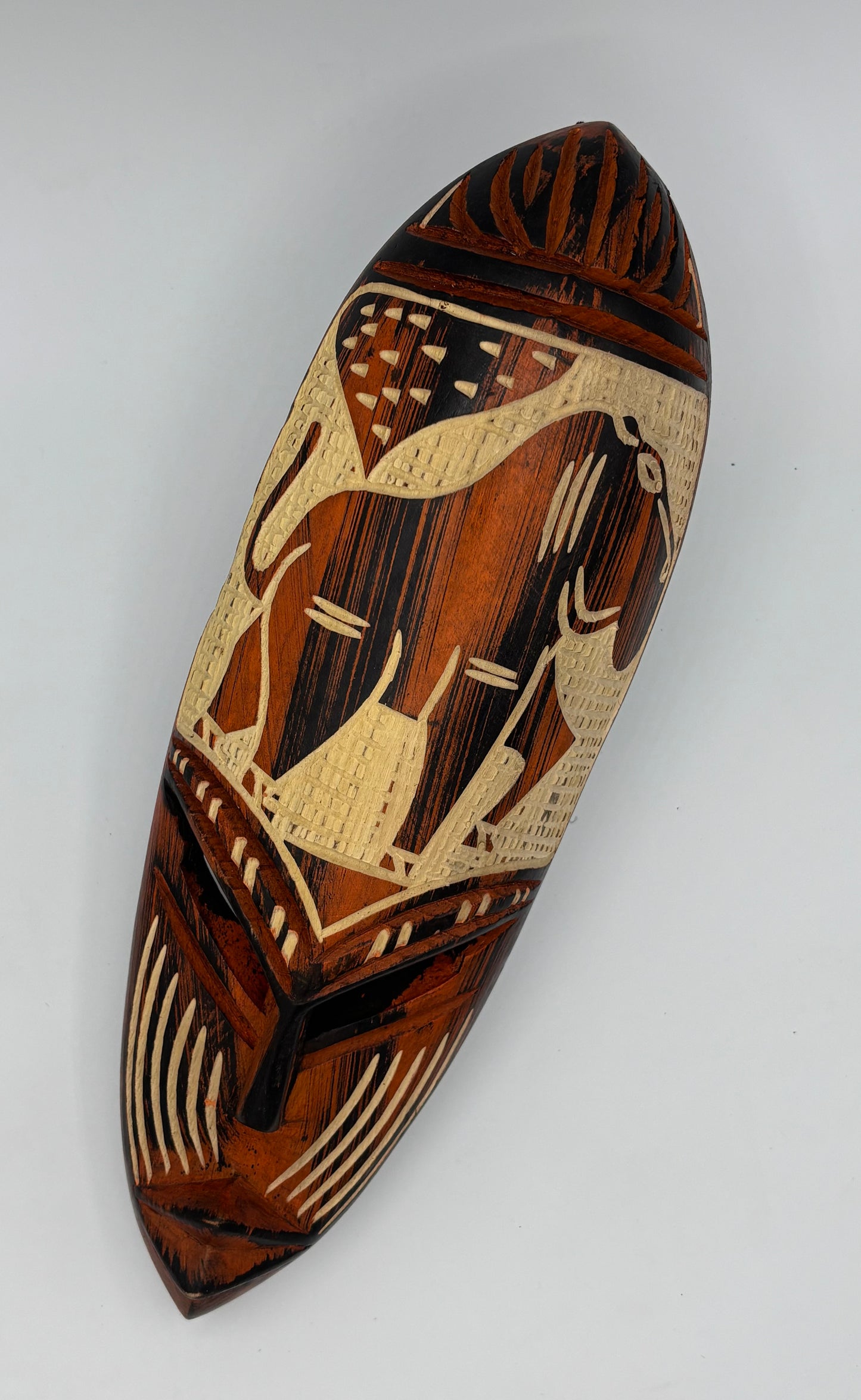 Paire de masques muraux africains - vintage sculpté à la main – Art sénégalais – Bois naturel