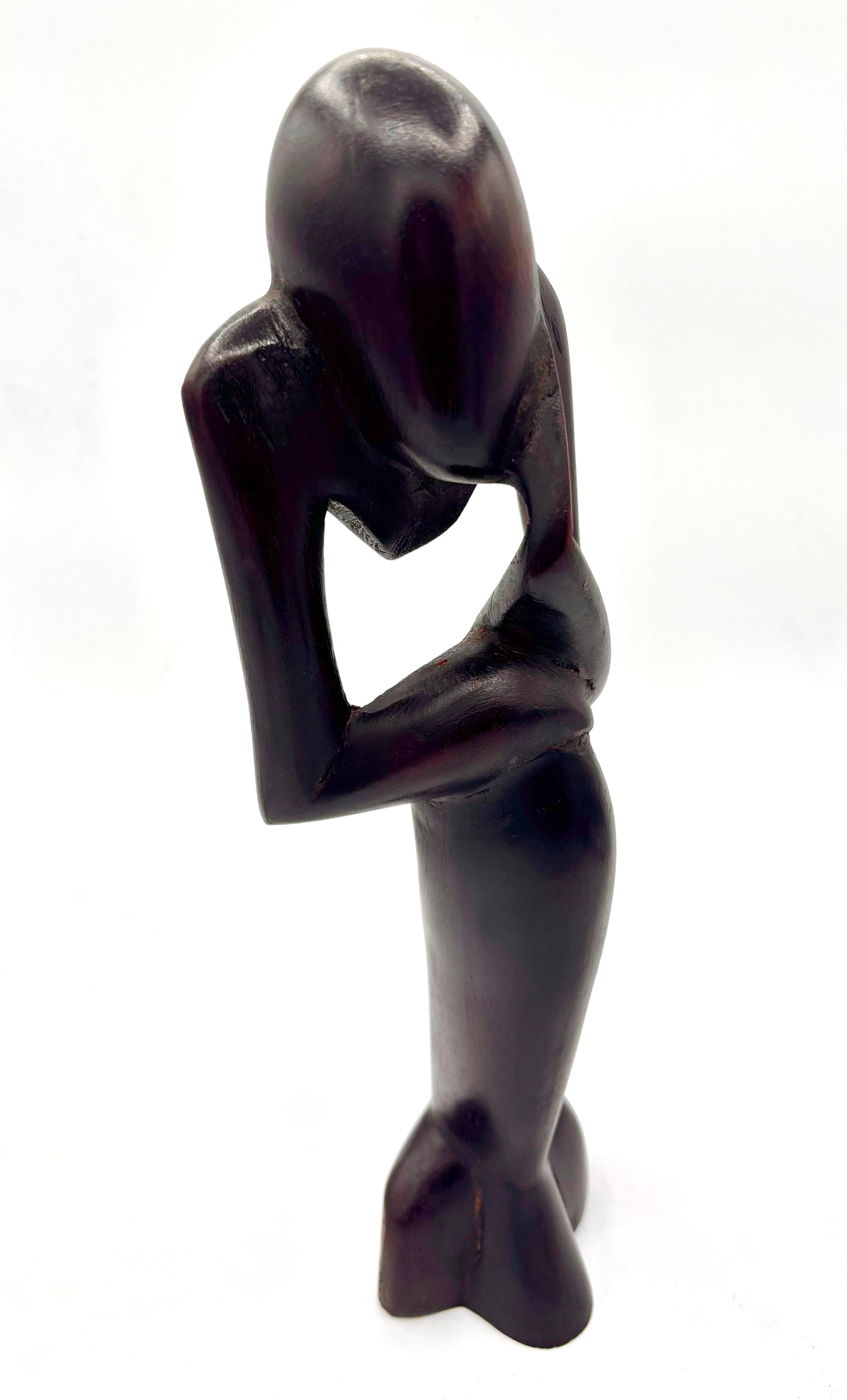 Sculpture Africaine vintage en Bois – Le Penseur – Art Contemporain Inspiré de Rodin