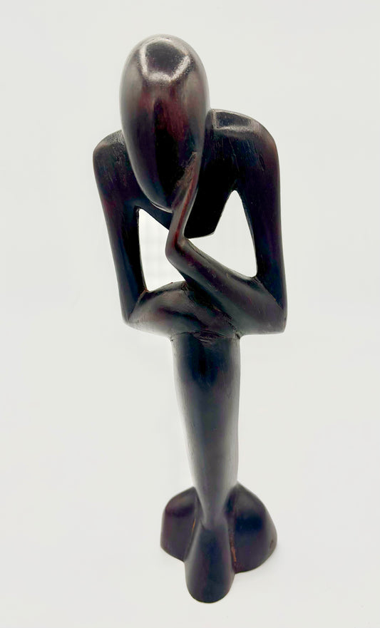 Sculpture Africaine vintage en Bois – Le Penseur – Art Contemporain Inspiré de Rodin