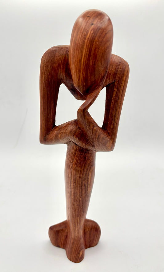 Sculpture Africaine vintage en Bois – Le Penseur – Art Contemporain Inspiré de Rodin