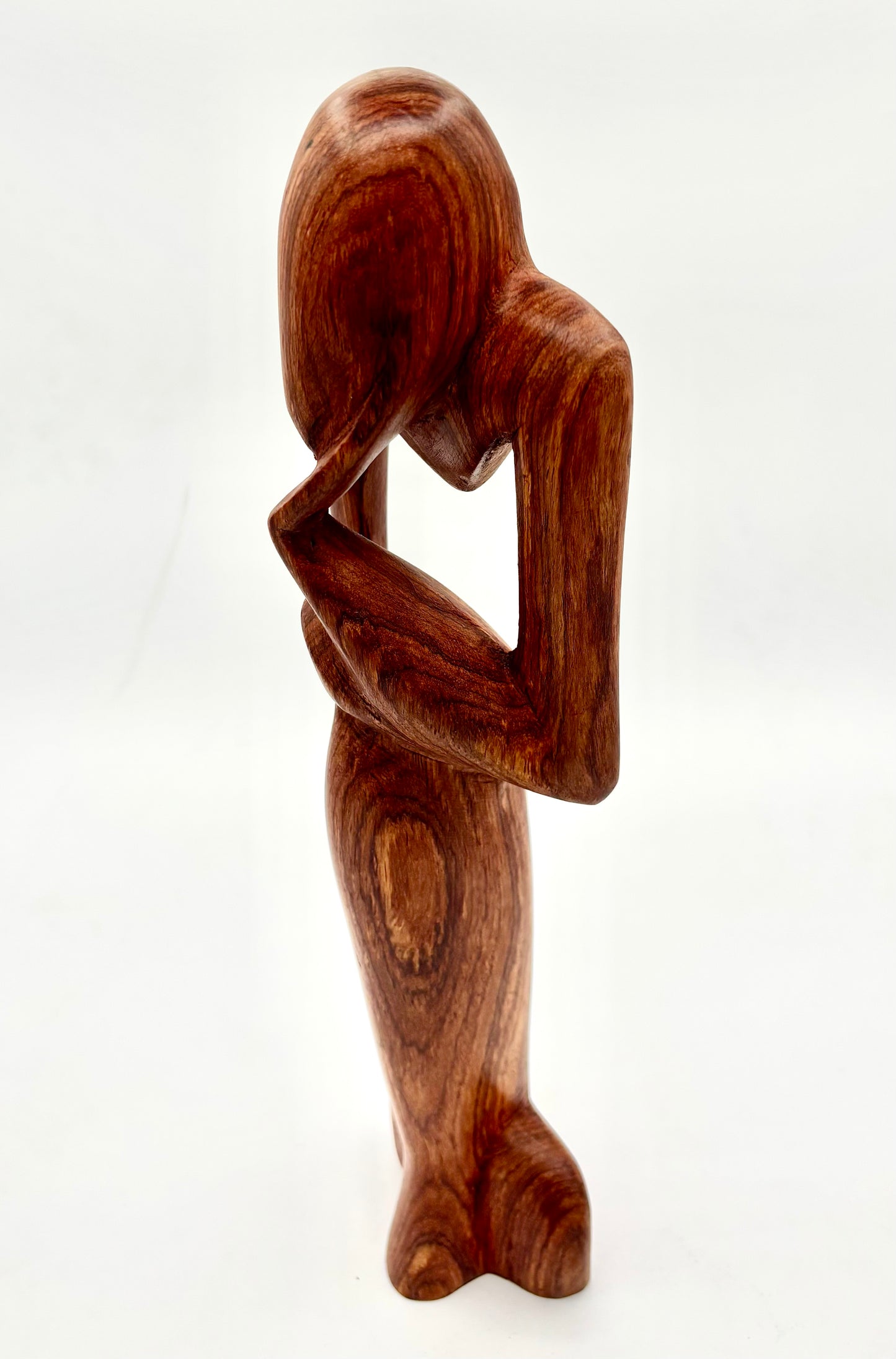 Sculpture Africaine vintage en Bois – Le Penseur – Art Contemporain Inspiré de Rodin