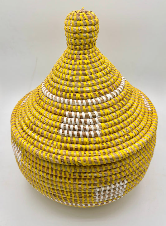 Panier tressé avec couvercle « Soleil de Saly »