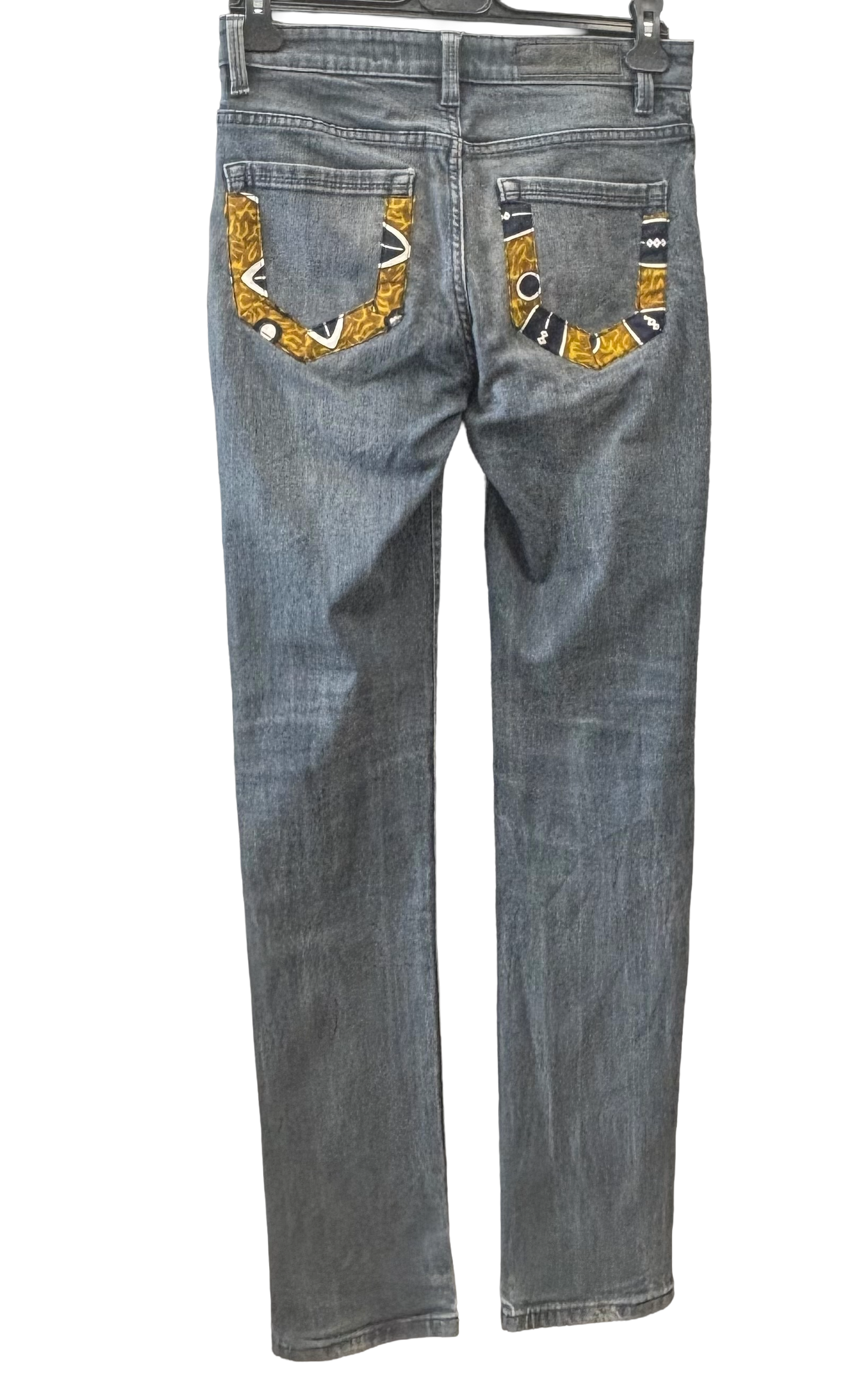 Jean Upcyclé en Denim & Wax Africain – Pièce Unique Kayah Studio T36
