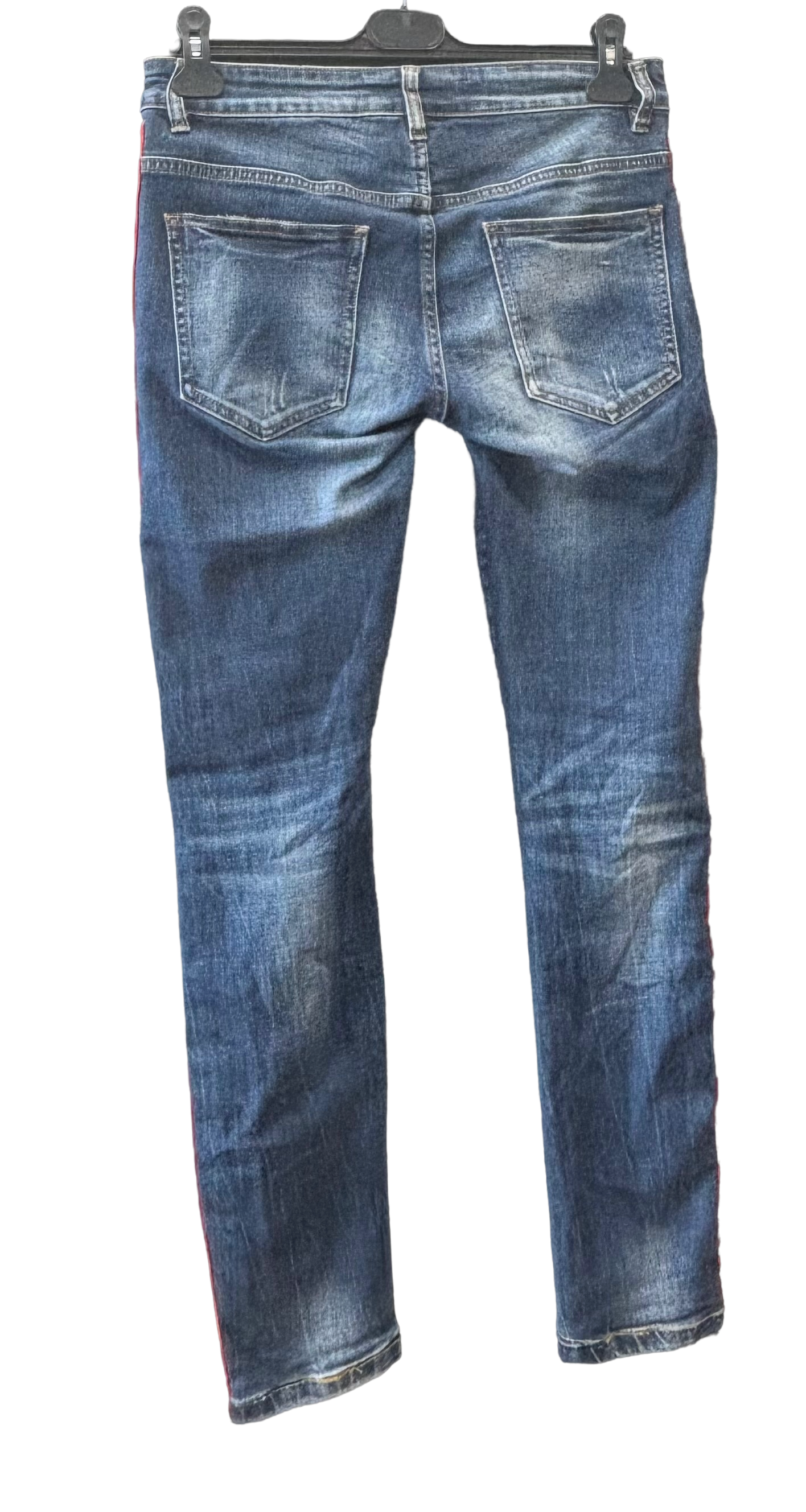 Jean Upcyclé Destroy & Wax Rouge – Édition Signature Kayah Studio T38