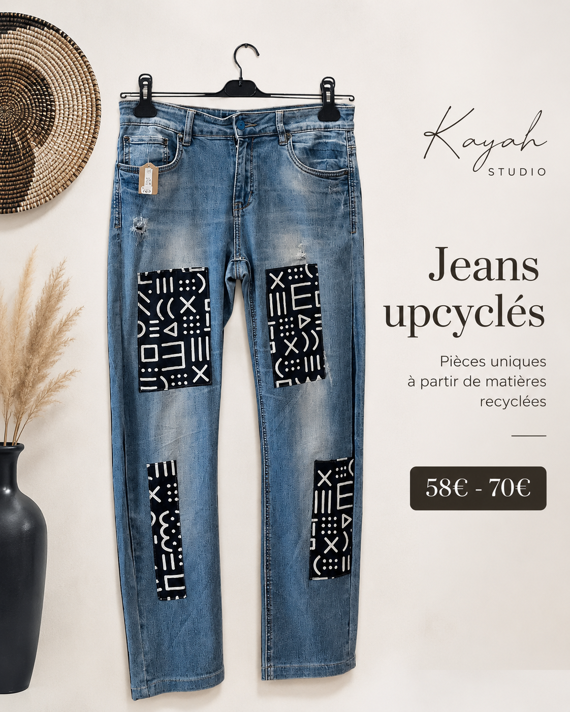 Jeans upcylclés denim fait main Sénégal